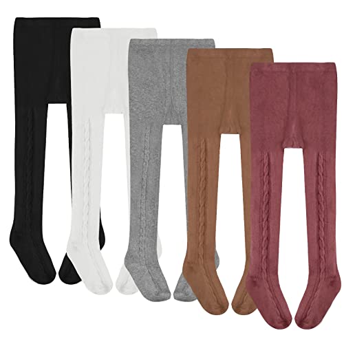 5 Pack Baby Girls Tights Cable Knit Leggings Stockings Pants Cotton Pantyhose Toddlers 1-8T