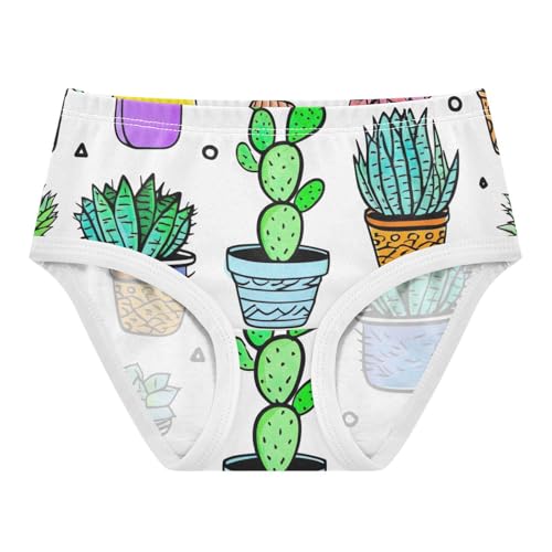 Toddler Girls Underwear 2t Cotton Little Girl Panties Fun Print Kids Briefs Undies Cacti Succulents White