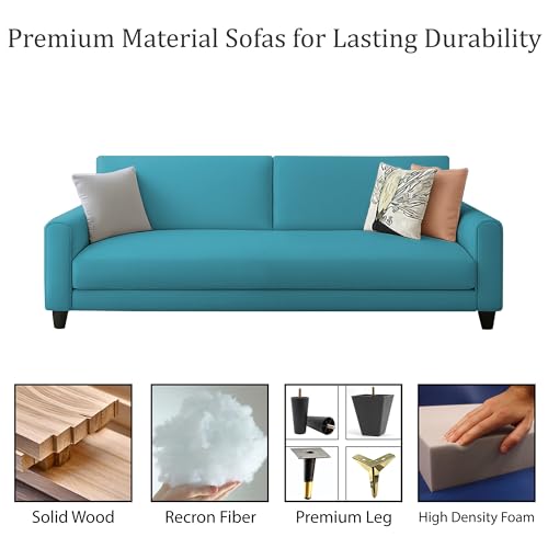 Image of Kathleen 3 Seater Sofa Set for Living Room - Foldable Convertible Couch Furniture for Home, Office or Guest Use, Modern Designer Stylish Comfortable (Turquise)