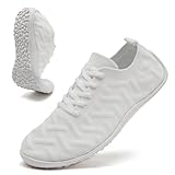 XKOWUO Womens Barefoot Shoes Walking Casual Slip On Shoes Zero Drop Footwear Yoga Gym Sneakers Lightweight Breathable Minimalist Trainers White US Size 8