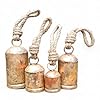 Set of 4 metal christmas bells for decoration rustic brass gold large bell cow hanging  urban country home decor