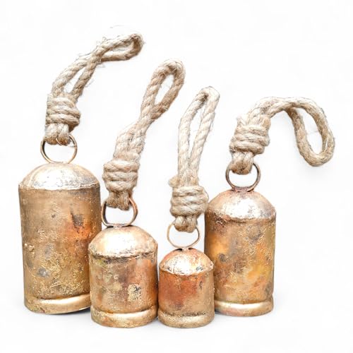 Setof4metalchristmasbellsfordecorationrusticbrassgoldlargebellcowhanging Urban Country Home Decor Set of 4 metal christmas bells for decoration rustic brass gold large bell cow hanging urban country home decor