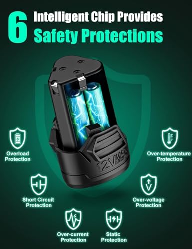 Image of KIMO 2 Pack 12V 2.0Ah Lithium-Ion Battery for KIMO 12V Ratchet Wrench, Brad Nailer, Drill Driver, Compatible with KIMO 12 Volt Power Tools