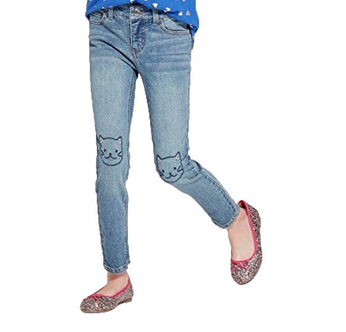 Cat & Jack Girl's Super Skinny Embroidered Jeans - (Kitty Cat, 16)