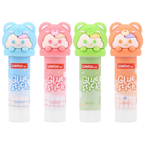 4 Cartoon Solid adhesives 0.28 Oz 4/Pack for School Office Crafts