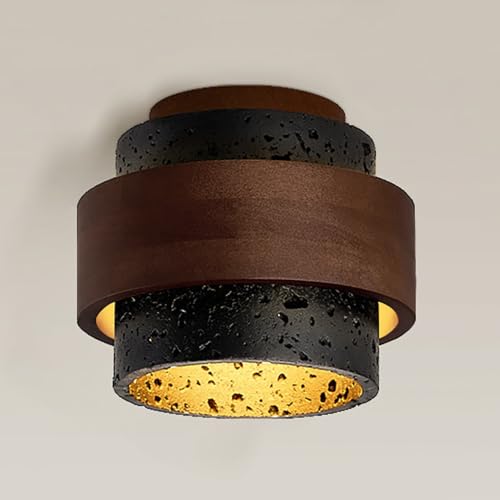 Lampe de plafond pierre cylindre beige petit luminaire pour entrée