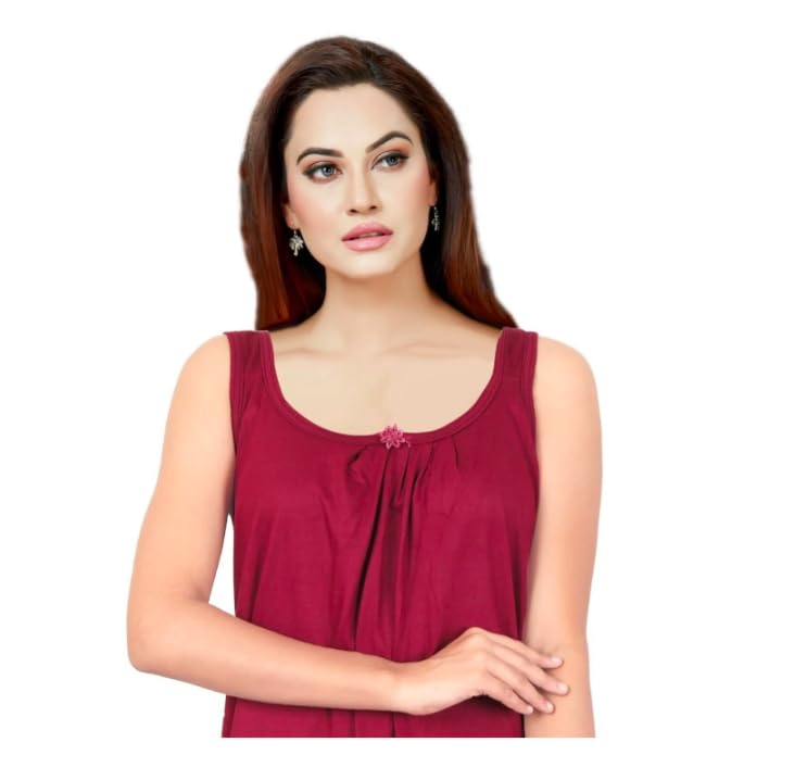 Image of Women's Sleeveless Maxi Night Dress, Spaghetti Strap Nighty, Comfortable Sleepwear Pack of 2