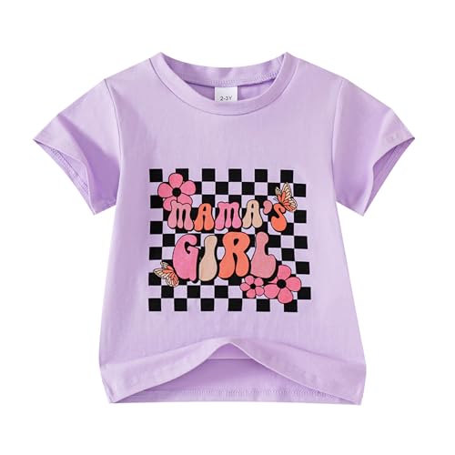 Image of Little Girl Shirts Mama's Girl Tee Shirt Top Summer Short Sleeve Clothes 2-7 Years