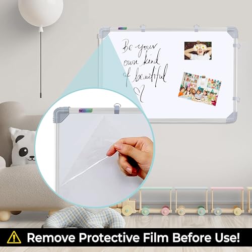Image of Eduway (Magnetic) 3x2 Feet White Board with (Marker, Duster and Magnets) | Ideal Use for Home, Office, Kids with Sliding Hanging Clips, Robust Aluminum Frame and Smooth Melamine Surface (89x59 Cms),