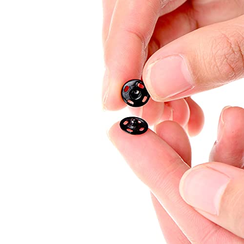 Image of Dreamlover 10mm Black Snap Fastener - Sew-on Press Buttons for Clothing, Art and Crafts - Spring Press Studs, Rust Proof Poppers (Pack of 120)