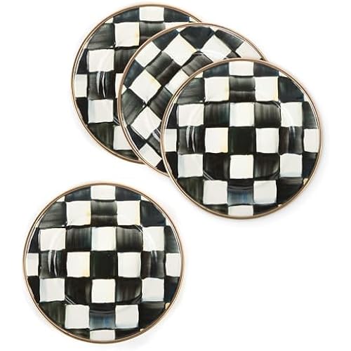 MACKENZIE-CHILDS Appetizer Plate Set, Black-and-White Courtly Check