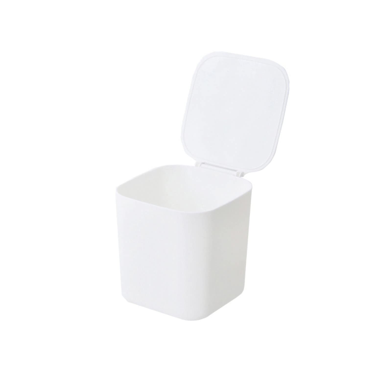 Desktop Bin Plastic Desktop Trash Bin Mini Desktop Wastebasket with Lid for Home Bedroom Kitchen Countertop Office - White-image-15