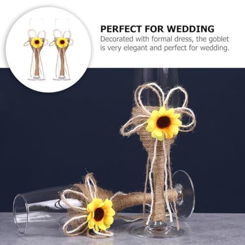Copas de vino para regalos obsequios de bodas y aniversarios con girasol 4