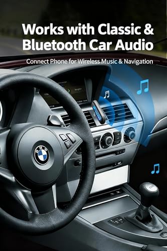 Image of TISONNY Bluetooth 5.3 AUX Adapter for Car, Home Audio & Devices, Wireless Music Receiver, Hands-Free Calling, 3.5mm AUX Input, Sound, 16H Battery Life, Compact Design, Silver