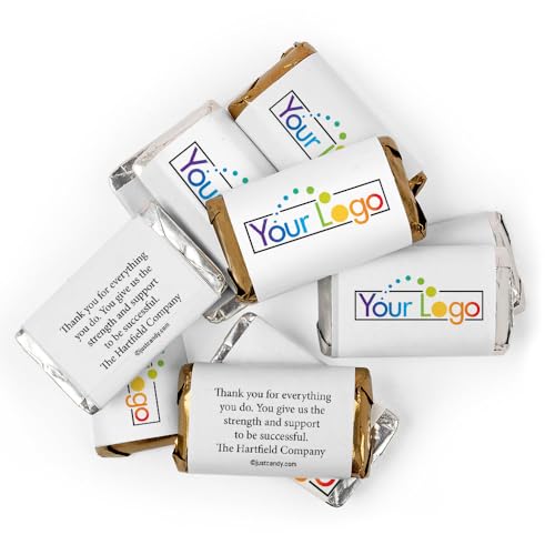 Custom Printed Wrappers and Mini Chocolate Bars, Promotional Items Add Your Logo Candy Personalized Miniatures, (75 Count)
