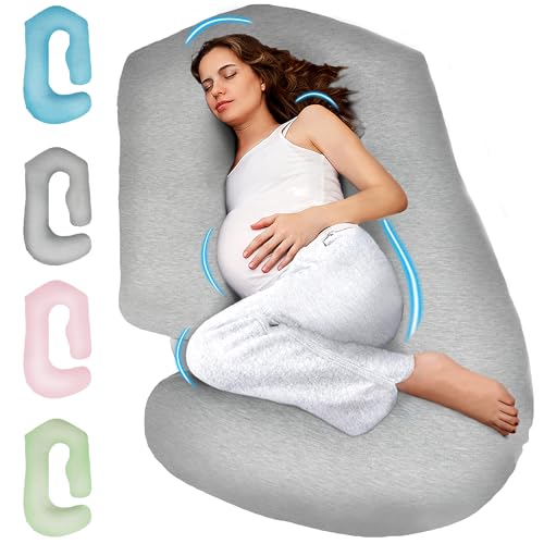 Oreillers de grossesse pour dormir – Oreiller de soutien complet en forme de V, oreiller de maternité rafraîchissant de 145 cm pour femmes enceintes, soutien pour le ventre, le dos, les jambes