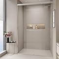 44-48" W x 72" H Double Sliding Shower Door, Semi-Frameless Tempered Glass with Explosion-Proof Film, Adjustable Bypass Door for Walk-in Showers, Chrome
