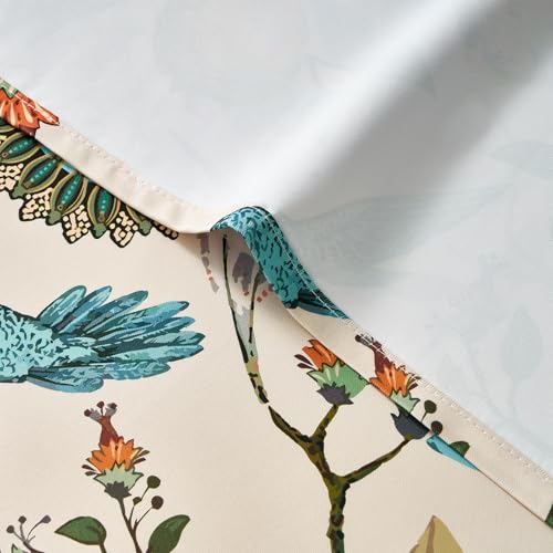 Image of Topfinel Beige Vintage Floral Curtains 84 Inch Long Luxury Whimsical Euro Flower Lemon Hummingbird Patterned Waverly Mid Century Colorful Blackout Drapes for Living Room Bedroom