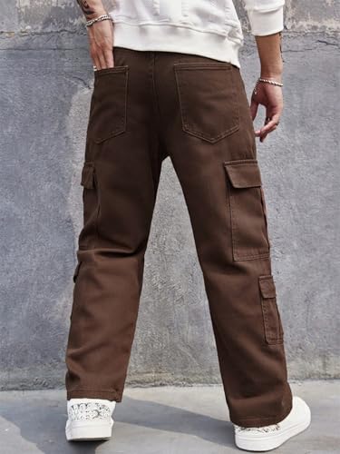 Image of URBAN POCKETS Jeans for Men | Denim Cargo Pants with Relaxed Fit & Utility Side Pockets (2-D-Pocket-U03-U05)