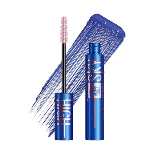 Maybelline Mascara Lash Sensational Sky High Volumizing & Thickening Eyelash Lengthening Flake-Free Formula Washable Coloured Mascara Full Volume Mascara Colour: Navy