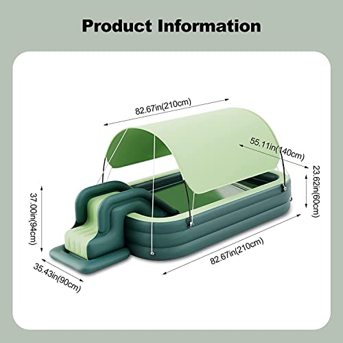 LVLUOKJ Inflatable Swimming Pool with Awning and Water Slide, Summer Large Pools for Family, Children's Paddling Pool Inflatable Water Park Outdoor Backyard Garden Water Party – Bild 8