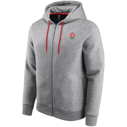Beyond Happy England Rugby Full Zip Hoodie - Navy or Grey Official England Rugby Hoodie - Adults 80% Cotton (UK, Alpha, L, Regular, Regular, GREY)