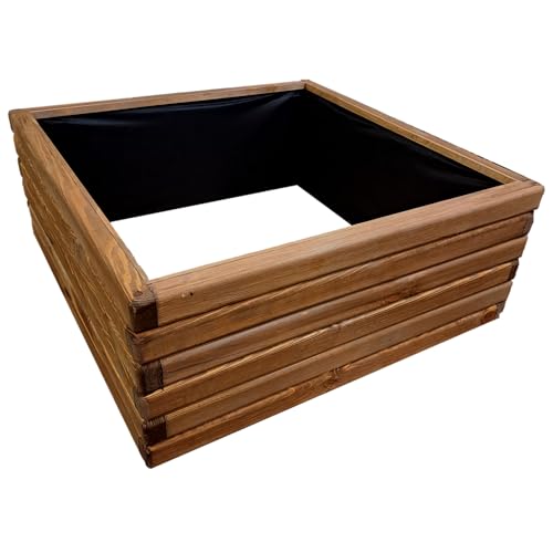 HolzGarden Hochbeet Holz 75 x 30 x 75 cm Imprägniert Teak Pflanzkübel Groß Außen Pflanzkasten für Gemüse Garten Kräuter Obst Blumenkasten Blumenkübel Outdoor Rechteckiges Beet