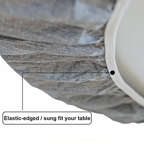 Liberecoo Round Tablecloth With Umbrella Hole -Stain Resistant & Waterproof Flannel Backed Vinyl Fitted Table Cover Elastic Edged Plastic Picnic Table Cover Outdoor #TOP6