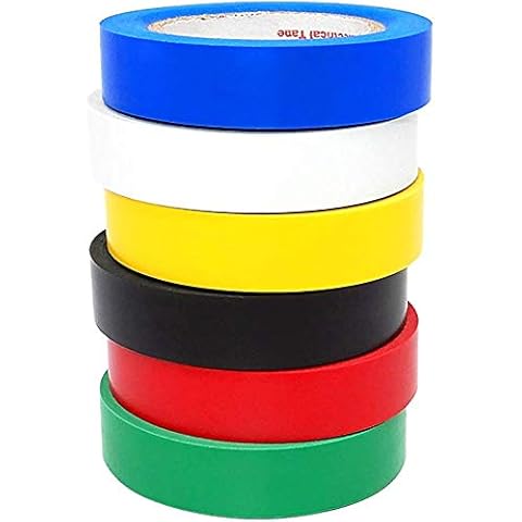 WooZuu 6 Pack Mixed Colour Electrical Insulation Tape PVC Adhesive Gaffer Tape 15M × 15MM / 50 Feet × 0.6Inch Cover