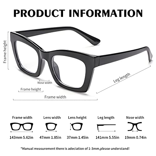 Scvgver Retro Cateye Glasses Classic Non-Prescription Clear Lenses Eyewear For Women Men (Black Frame/Clear Lens) #TOP3