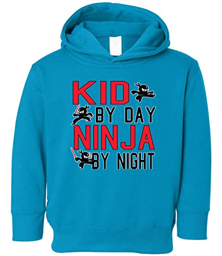 Wild Bobby Kid by Day Ninja by Night Red Humor Toddler Pullover Fleece Hoodie3