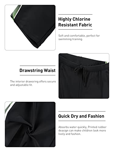 K898 Boys-Swim-Jammers Youth-Athletic Swimming-Shorts Quick-Dry - With Drawstring Kids Soft Swimsuits Upf 50+(Green,Xl) #TOP4
