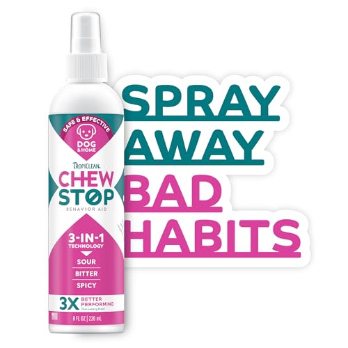 TropiClean No Chew Spray for Dogs, Safe Natural Chew + Lick Deterrent, 8oz