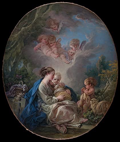 Cuadros, carteles y grabados de Virgen y el Niño por François Boucher, 60x90cm