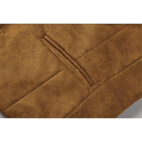 Maiyifu-GJ Men Vintage Suede Leather Vest Lightweight Slim Fit Casual V Neck Waistcoat Winter Sleeveless Lapel Collar Jacket4