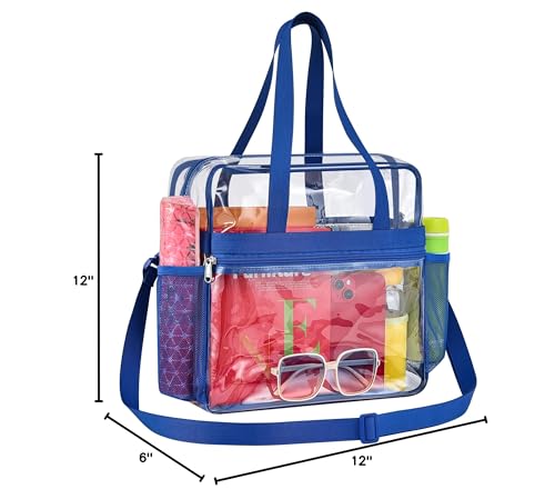 Image of Paxiland Clear Bag for Stadium Events 12x6x12 inches, Clear Tote Bag with Reinforced Strap, Clear HandBag for Sports Concert