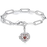 INFUSEU Paper Clip Chain Bracelets for Women Teen Girls Silver Plated Essential Oil Diffuser Aromath