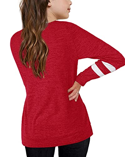 Image of Apbondy Girls Shirts Casual Long Sleeve Crewneck Loose Striped Sweatshirts Pullover Tops