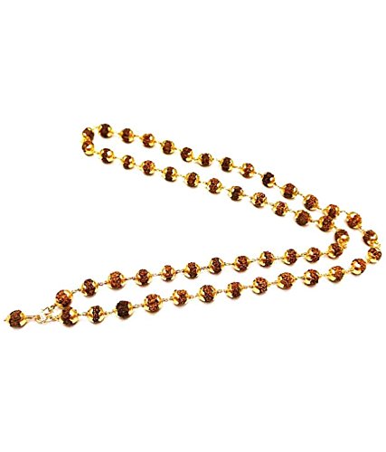Generic Haridwar Astro Gold Plated Rudraksha Mala 54, 1 Beads, 5Mm (Multicolor)