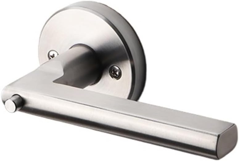 304 Stainless Steel Bathroom Lock Indoor Door Keyless Black Handle Household Press Reverse Button Mechanical(Matt Black)