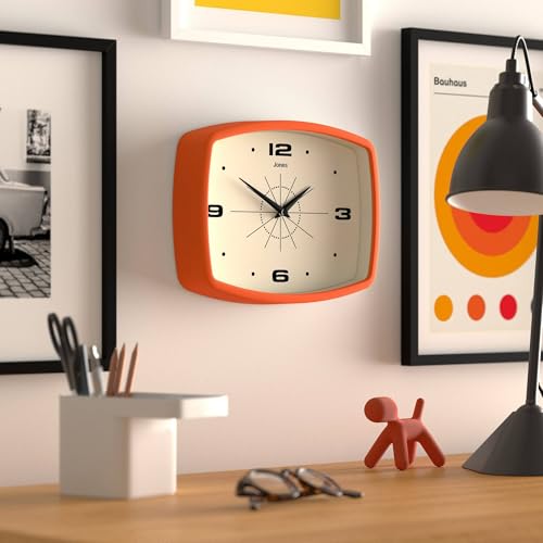 JONES CLOCKS® Movie Wanduhr | Retro rechteckige Uhr | 25cm | Orange | Cooler Designer-Look für Küche, Wohnzimmer oder Büro – Bild 6