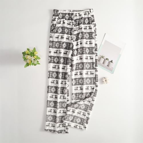 Christmas Pajama Pants for Women Flannel Plush Santa Xmas Tree Pj Bottoms - image 2