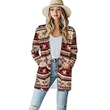 Forchrinse Native American Navajo Women’s 2024 Fall Long Sleeve Cardigan Sweater Coat Western Jacket Streetwear Loose Open Front Cardigan Jackets for Women Teens,S-2XL