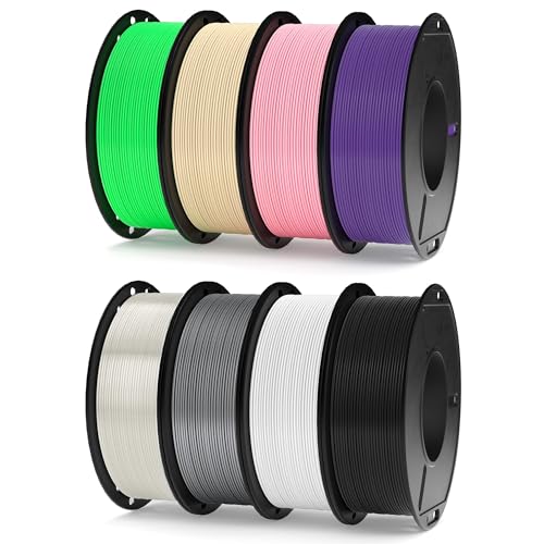 Image of ELEGOO 250g PLA Plus Filament Bundle 1.75mm, 8 Colors 3D Printer Filaments Dimensional Accuracy + /- 0.02mm, 8 Pack 250g Spool Black /White /Space Grey /Translucent /Beige /Neon Green /Pink /Purple