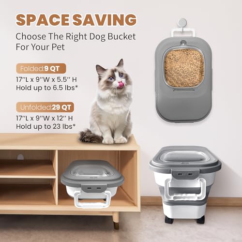 Image of 15-23 LBS Dog Food Storage Container Airtight, Collapsible Pet food Storage Container,Cat Food Storage Container for Pet Food,Rice Flour, Scoop and Small Container