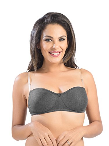 Image of SONARI Ell 18 Womens T-Shirt Bra | Double Layered, Adjustable and Removable Bra Straps, Hook and Eye Closure, Non-Wired, Soft Cotton Spandex Material (Free Transparent Straps)
