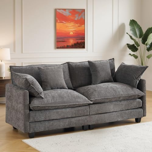 77" Cloud Sofa Loveseat & Couch|Small 2-Seater Chenille Sectional Sofa with 29.1" Deep Seat|FSC Certified Solid Wood & Metal Frame|Easy Assembly & 1YR Guarantee| for Apartment Living Room Bedroom