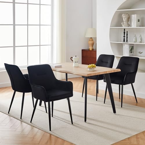 CLIPOP Esszimmerstühle 2er Set – Kunstleder, Creme, Mit Armlehnen & Metallbeinen, Retro-Design