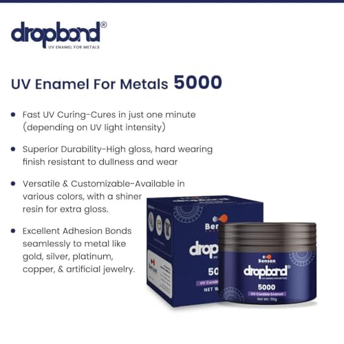 Image of Dropbond UV Enamel 5000 | for Metal, Gold, Silver & Artificial Jewellery for Bangles, Rings, Large Pin, Ribbons, Medals, Buttons etc. Cured Under UV Lights. 5g (White)
