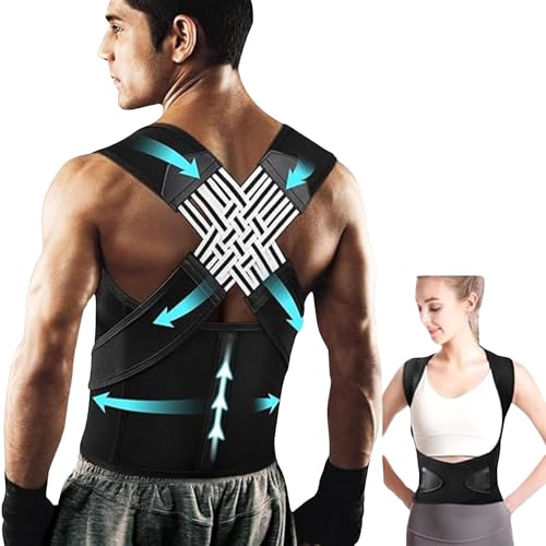 FITCORPOX Busto Correttore posturale uomo donna,Fascia posturale spalle e schiena,Raddrizza schiena e spalle, Supporto per la schiena, Bustino schiena postura ,regolabile offre sollievo da (S)